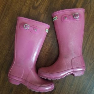 Hunter Girls Pink Sparkle Rain Boots Shimmer